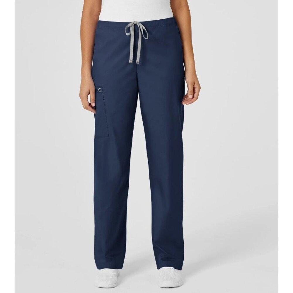 WONDERWINK Drawstring cargo stretch Unisex Scrub Pants -2XL (Petite)- Navy blue